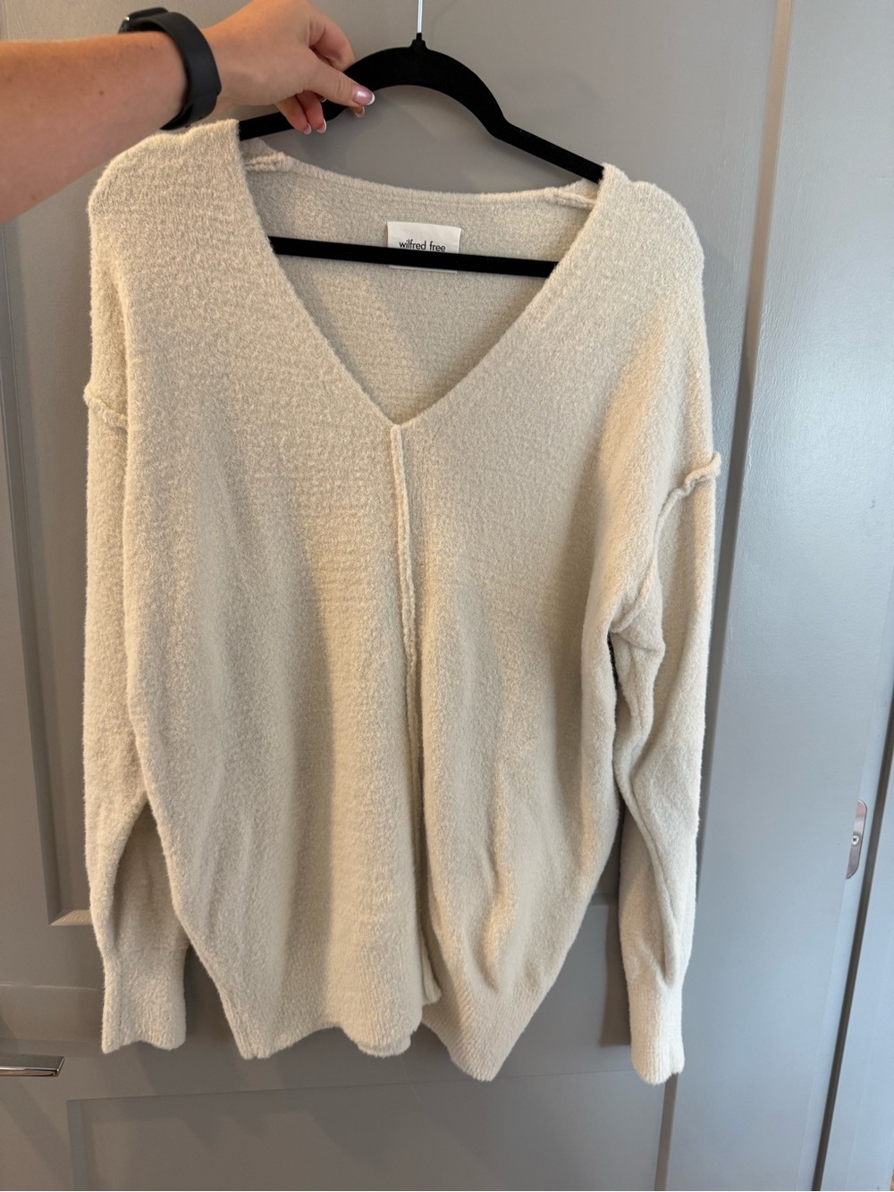Aritzia Cream V-Neck Sweater